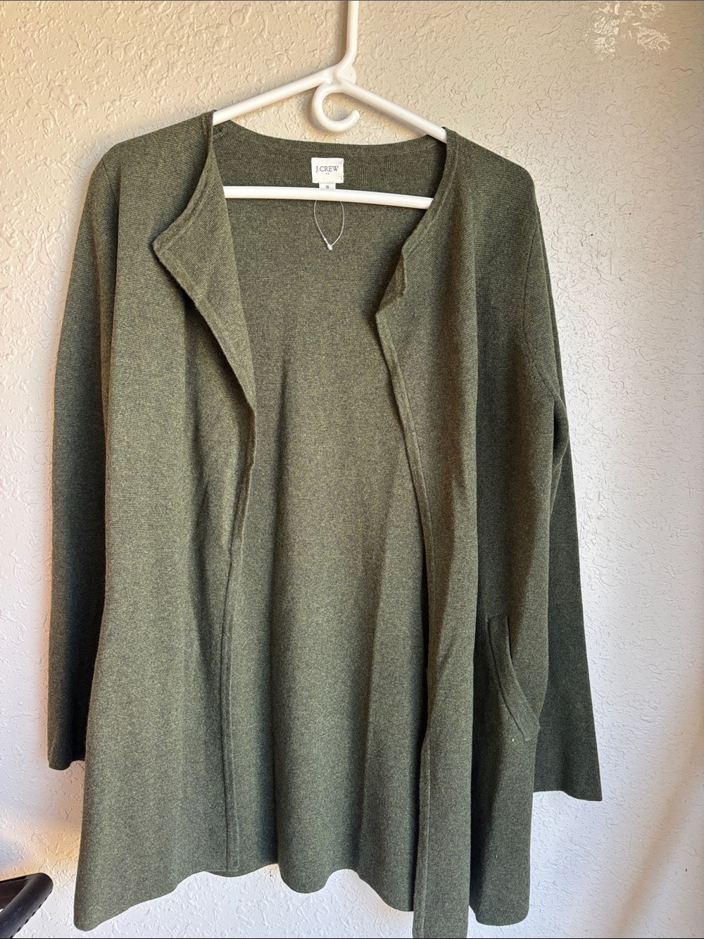 J. Crew Olive Open-Front Knit Cardigan